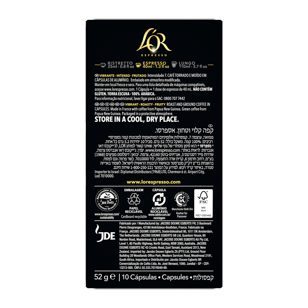 L'OR Papua New Guinea Espresso Capsules